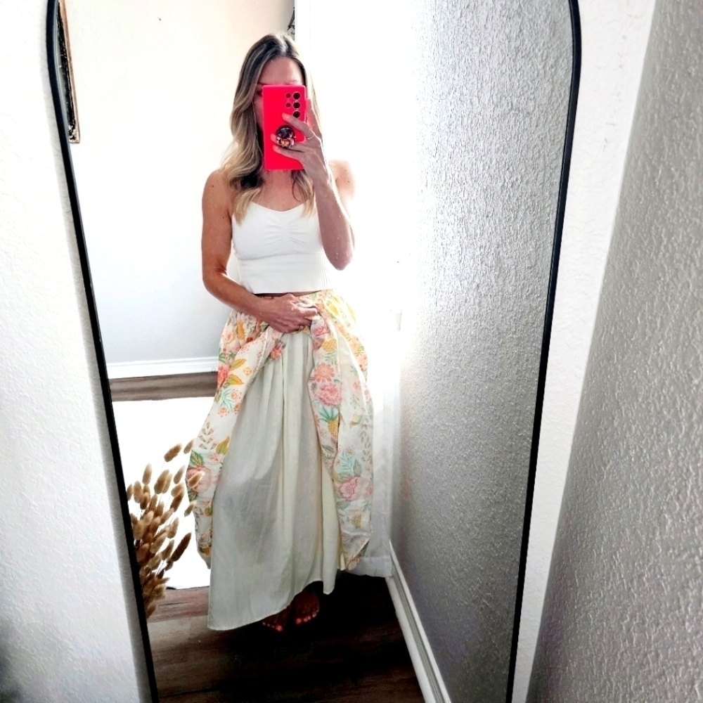 Rachel Zoe 100% Cotton Fully Lined Pull On Floral Maxi Skirt 4 Colorful Rare New - Picture 9 of 16